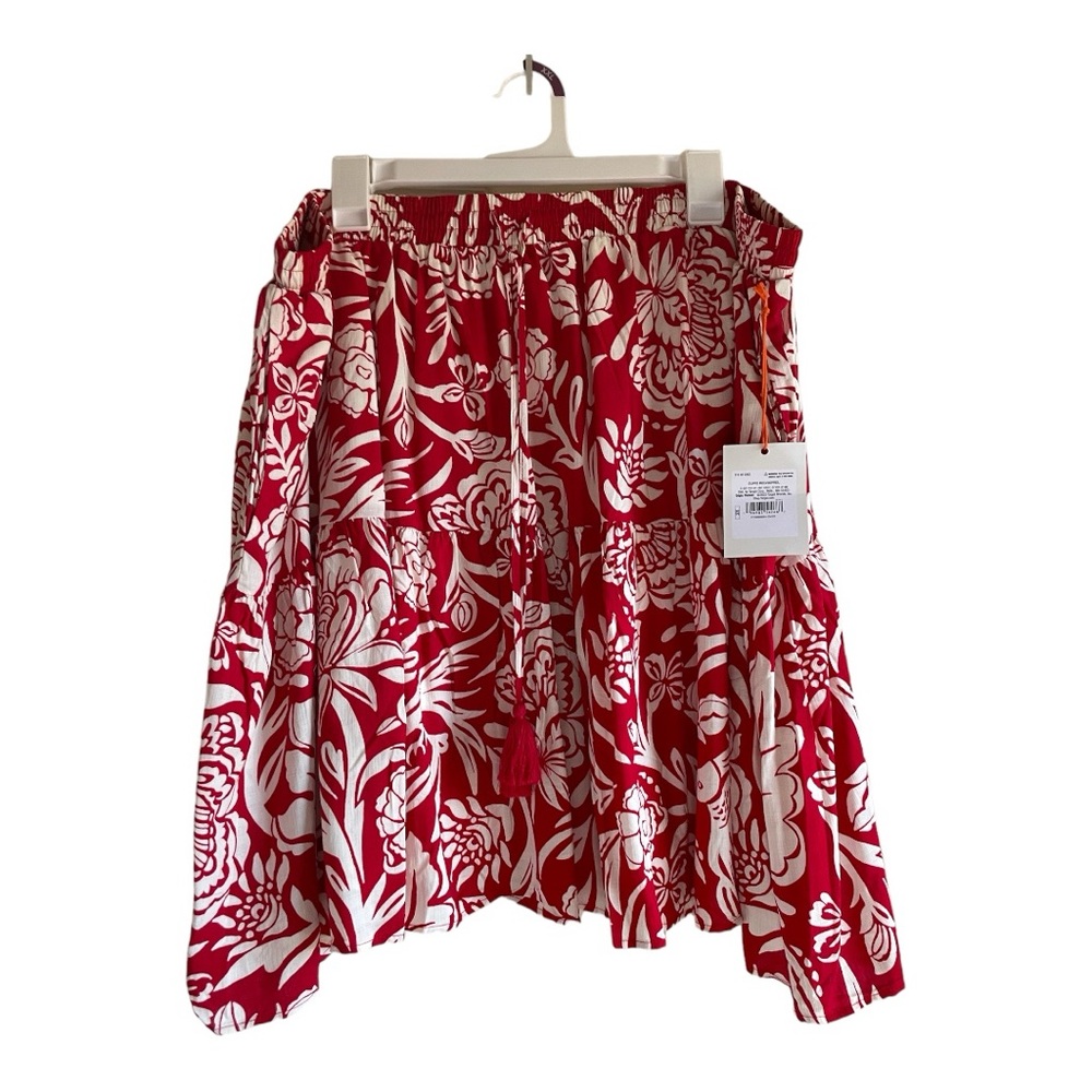Knox Rose Women's Size 2X Red & White Floral Skirt - Picture 5 of 13